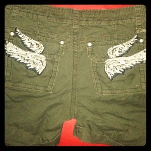 Dark green Miss Me cargo shorts w bling-NWOT
